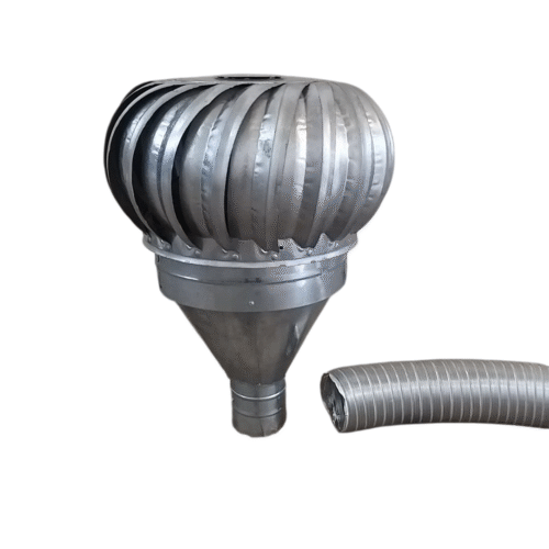 Extractor Eólico con acople a ducto corrugado de aluminio mediante un cono